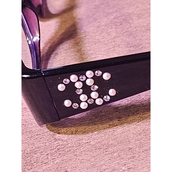 Chanel 3129-H-B Eyeglasses Frames Purple Rhinestone Logo 53-16-135 Made in Italy - Picture 10 of 11